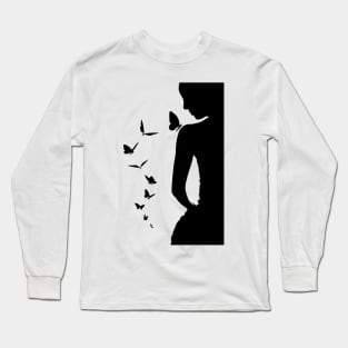 Lady with butterflies Long Sleeve T-Shirt